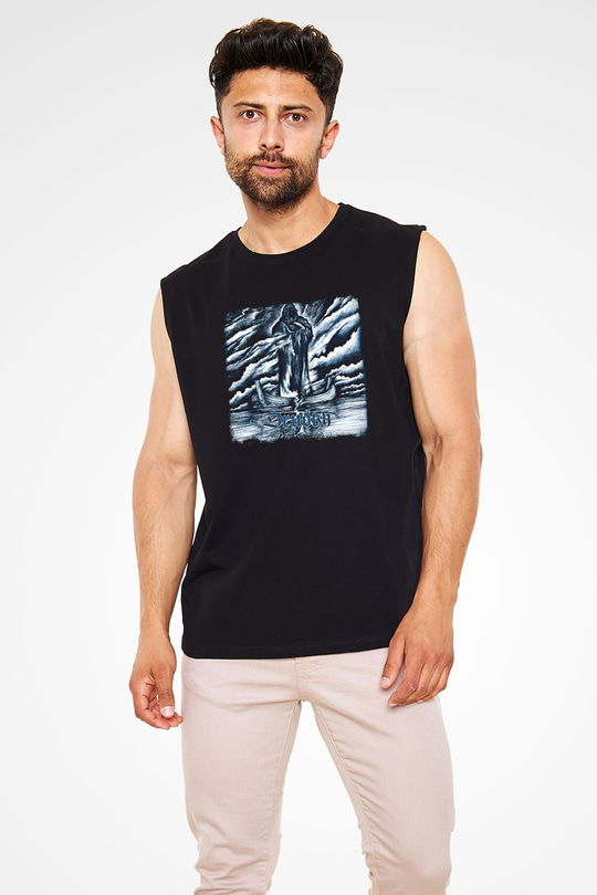Drudkh Baskılı Unisex Siyah Kolsuz Tişört