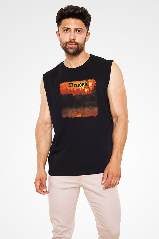 Drudkh Baskılı Unisex Siyah Kolsuz Tişört