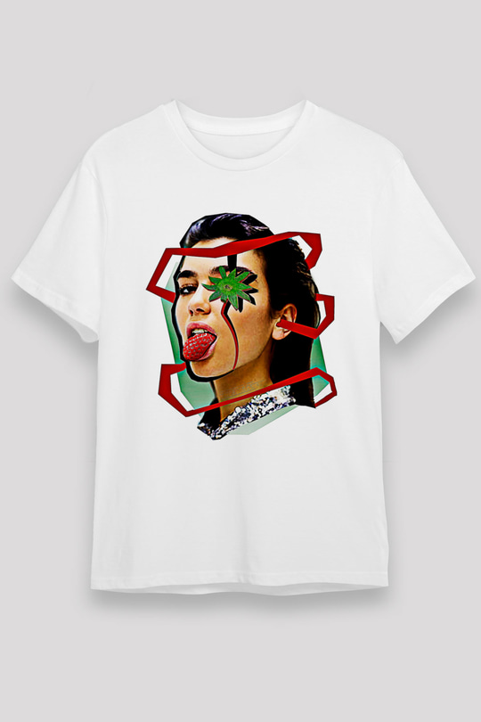 Dua Lipa Baskılı Unisex Beyaz Tişört - Tshirt