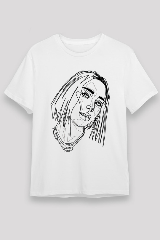 Dua Lipa Baskılı Unisex Beyaz Tişört - Tshirt