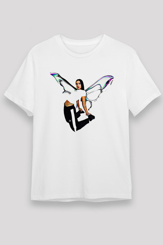 Dua Lipa Baskılı Unisex Beyaz Tişört - Tshirt