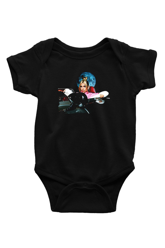 Dua Lipa Baskılı Unisex Siyah Bebek Body - Zıbın
