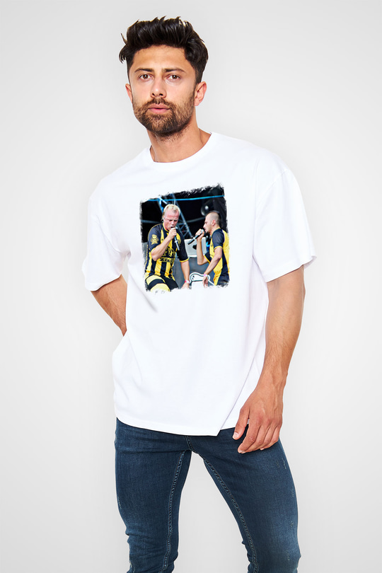 Dubioza Kolektiv Baskılı Unisex Beyaz Oversize Tişört