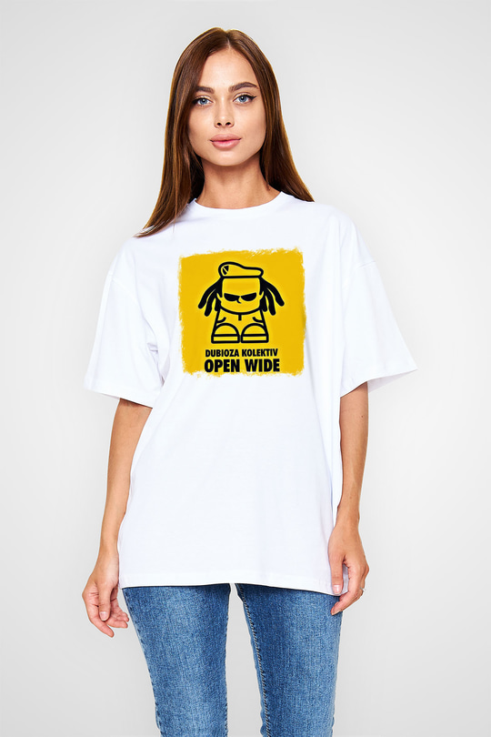 Dubioza Kolektiv Baskılı Unisex Beyaz Oversize Tişört