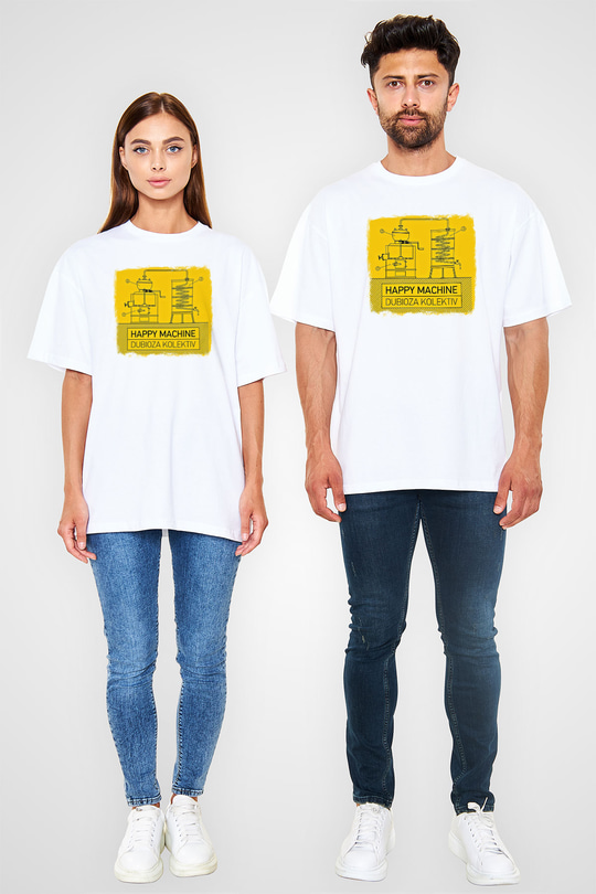 Dubioza Kolektiv Baskılı Unisex Beyaz Oversize Tişört