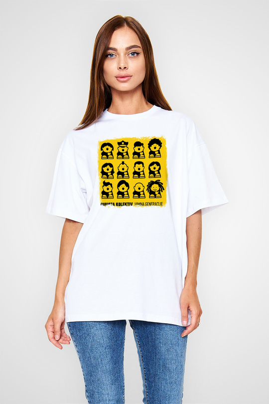 Dubioza Kolektiv Baskılı Unisex Beyaz Oversize Tişört