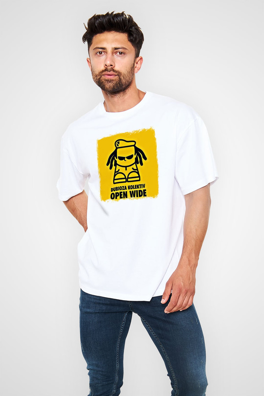 Dubioza Kolektiv Baskılı Unisex Beyaz Oversize Tişört