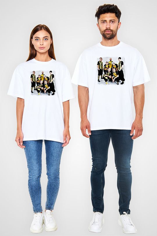 Dubioza Kolektiv Baskılı Unisex Beyaz Oversize Tişört