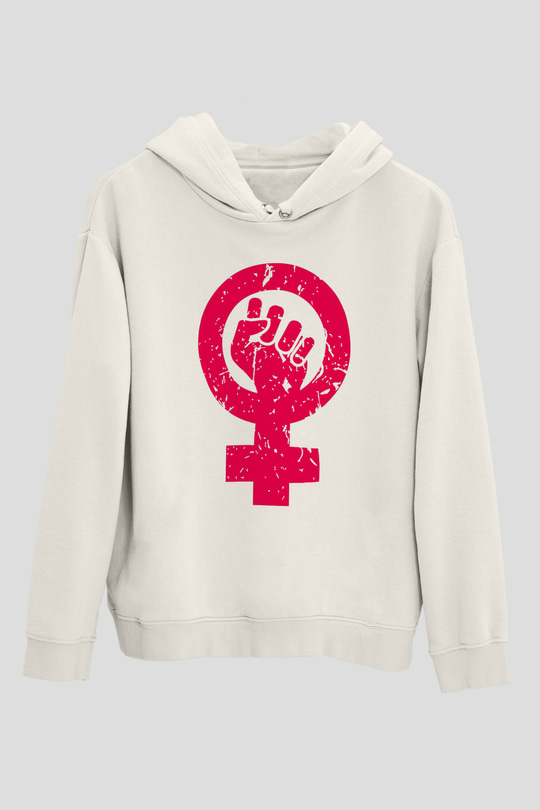 Dünya Kadınlar Günü Beyaz Unisex Kapşonlu Sweatshirt