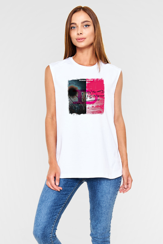 Duran Duran Baskılı Unisex Beyaz Kolsuz Tişört