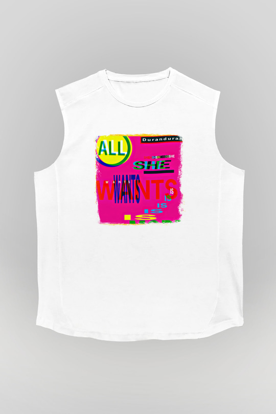 Duran Duran Baskılı Unisex Beyaz Kolsuz Tişört