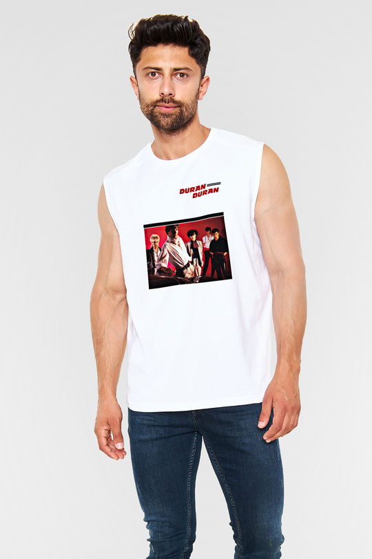 Duran Duran Baskılı Unisex Beyaz Kolsuz Tişört