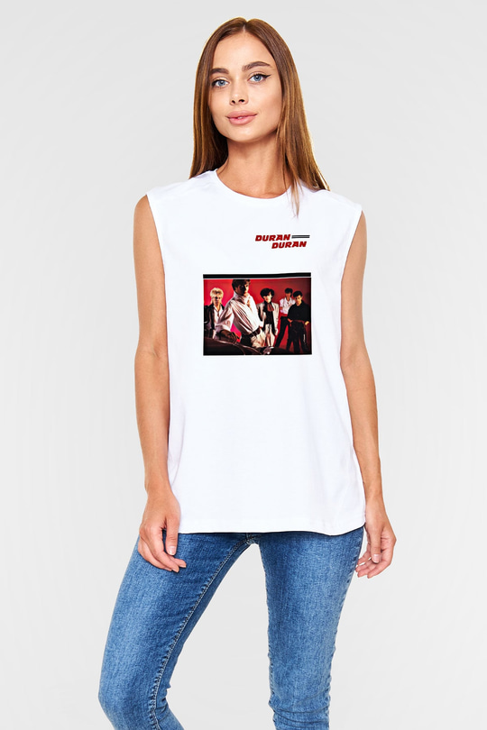 Duran Duran Baskılı Unisex Beyaz Kolsuz Tişört