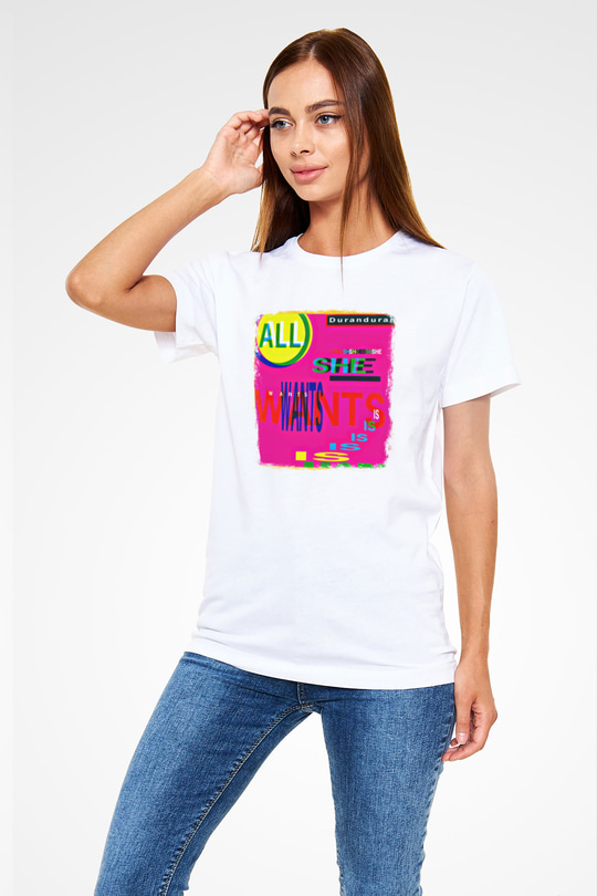 Duran Duran Baskılı Unisex Beyaz Tişört