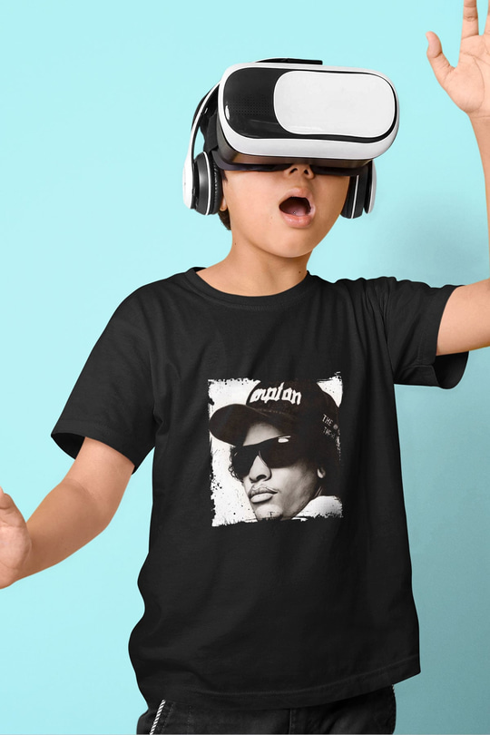 Eazy-E Baskılı Unisex Siyah Çocuk Tişört