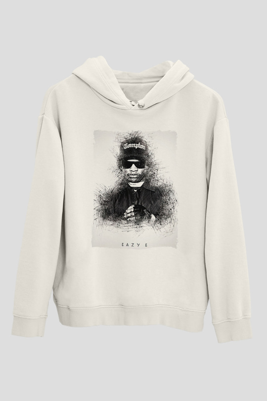 Eazy-E Beyaz Unisex Kapüşonlu Sweatshirt