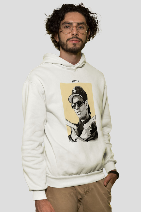 Eazy-E Beyaz Unisex Kapüşonlu Sweatshirt