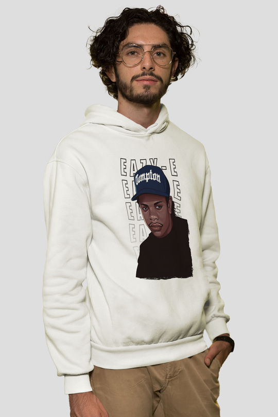 Eazy-E Beyaz Unisex Kapüşonlu Sweatshirt