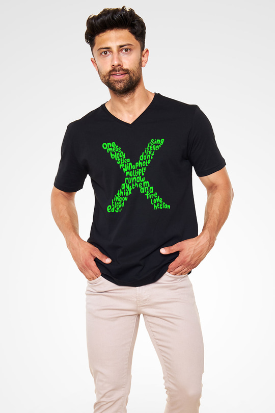 Ed Sheeran Siyah Unisex V Yaka Tişört T-Shirt