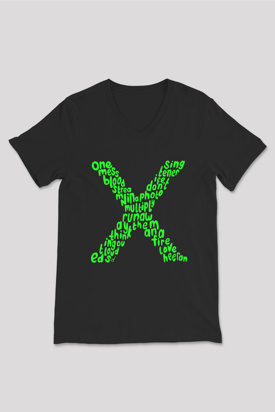 Ed Sheeran Siyah Unisex V Yaka Tişört T-Shirt