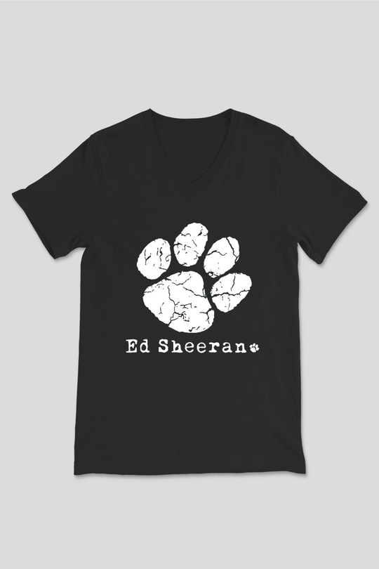 Ed Sheeran Siyah Unisex V Yaka Tişört T-Shirt