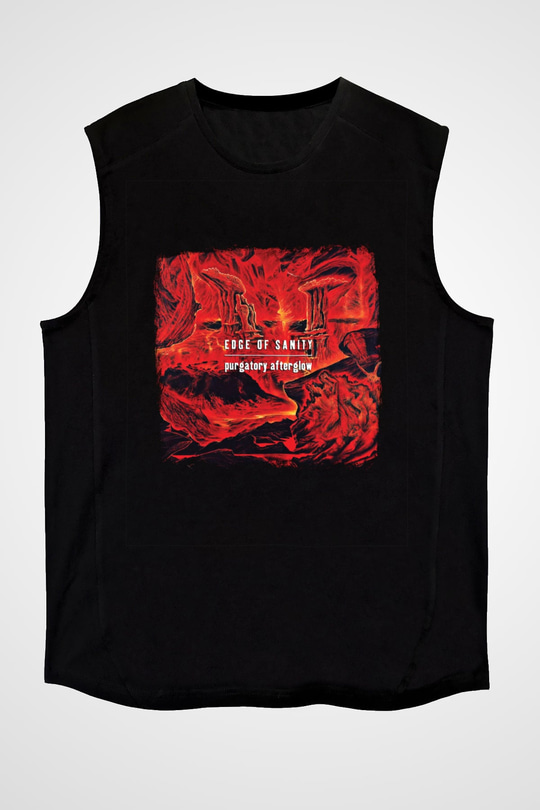 Edge of Sanity Baskılı Unisex Siyah Kolsuz Tişört
