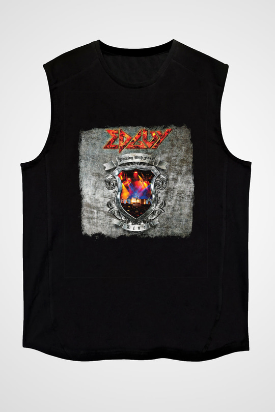 Edguy Baskılı Unisex Siyah Kolsuz Tişört