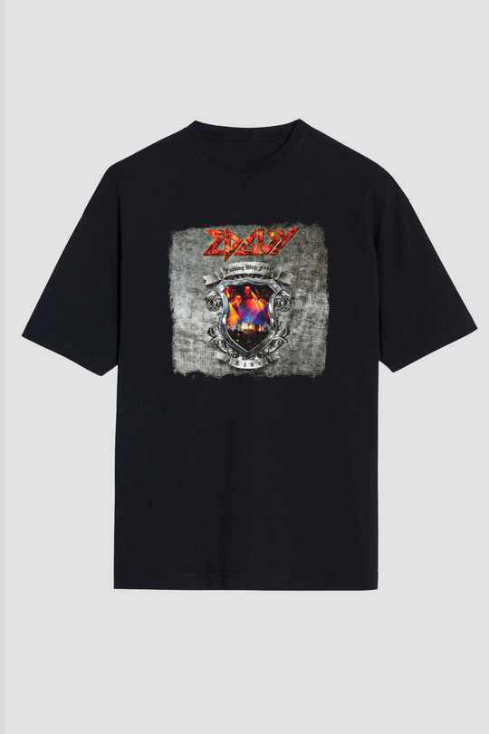 Edguy Baskılı Unisex Siyah Oversize Tişört