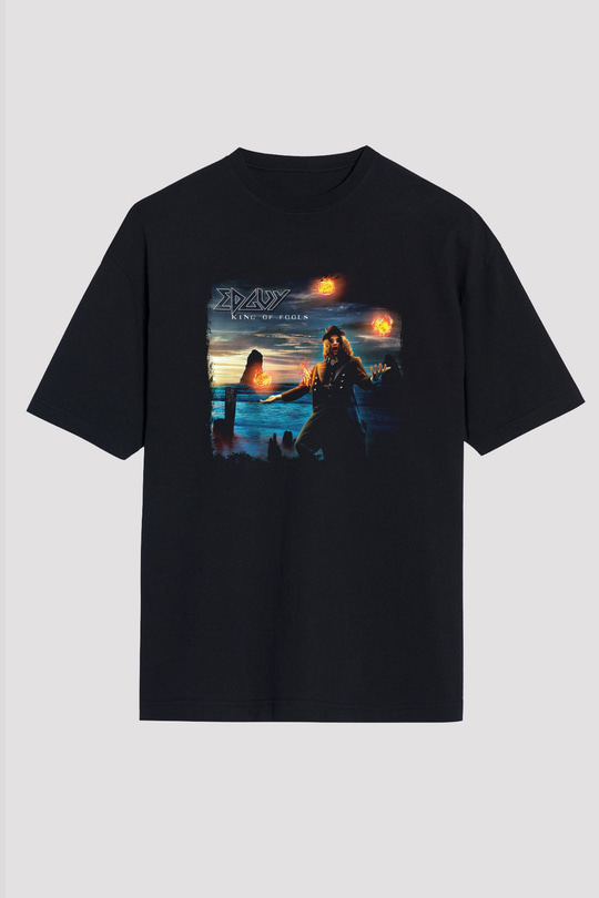 Edguy Baskılı Unisex Siyah Oversize Tişört