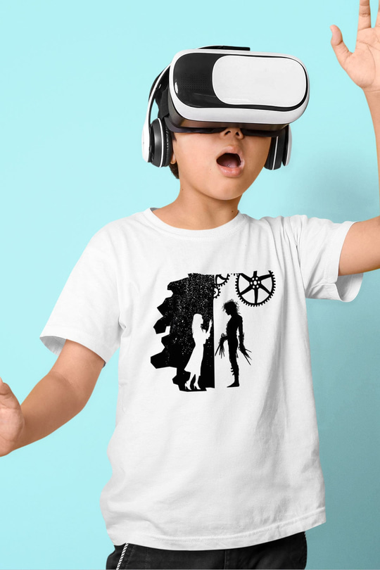 Edward Scissorhands Baskılı Beyaz Unisex Çocuk Tişört
