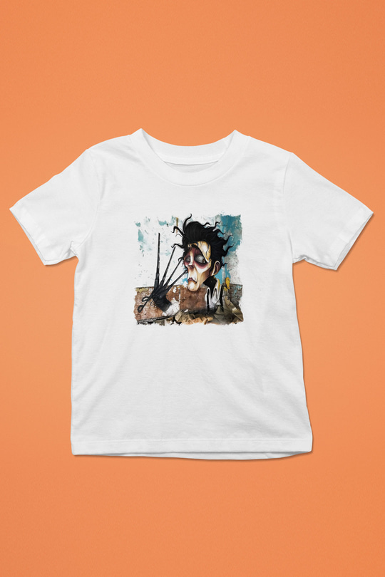 Edward Scissorhands Baskılı Beyaz Unisex Çocuk Tişört