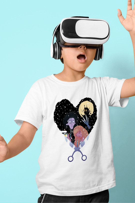 Edward Scissorhands Baskılı Beyaz Unisex Çocuk Tişört