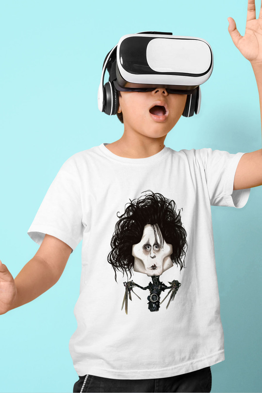Edward Scissorhands Baskılı Beyaz Unisex Çocuk Tişört
