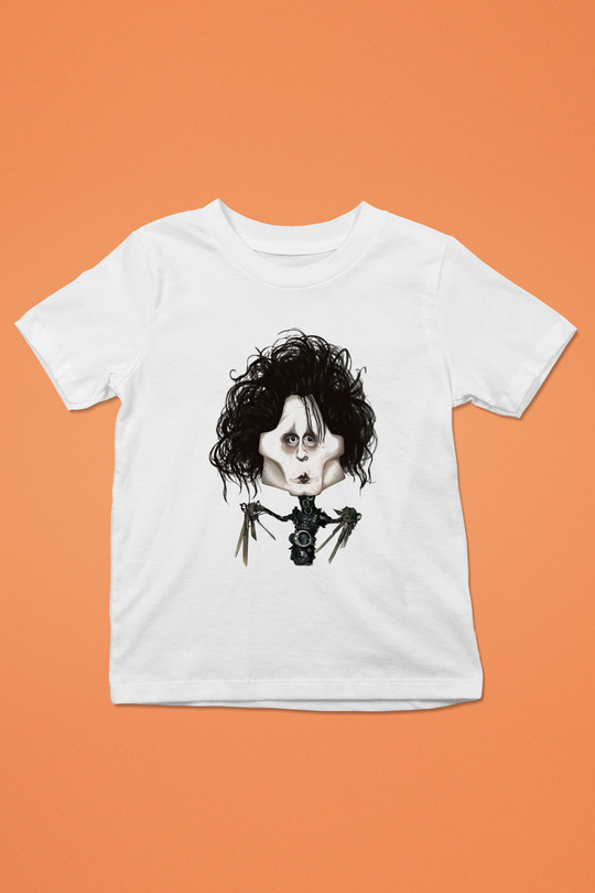 Edward Scissorhands Baskılı Beyaz Unisex Çocuk Tişört