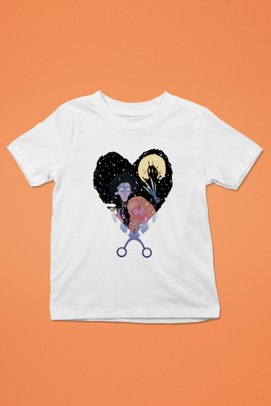 Edward Scissorhands Baskılı Beyaz Unisex Çocuk Tişört