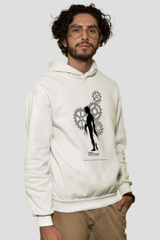 Edward Scissorhands Beyaz Unisex Kapşonlu Sweatshirt