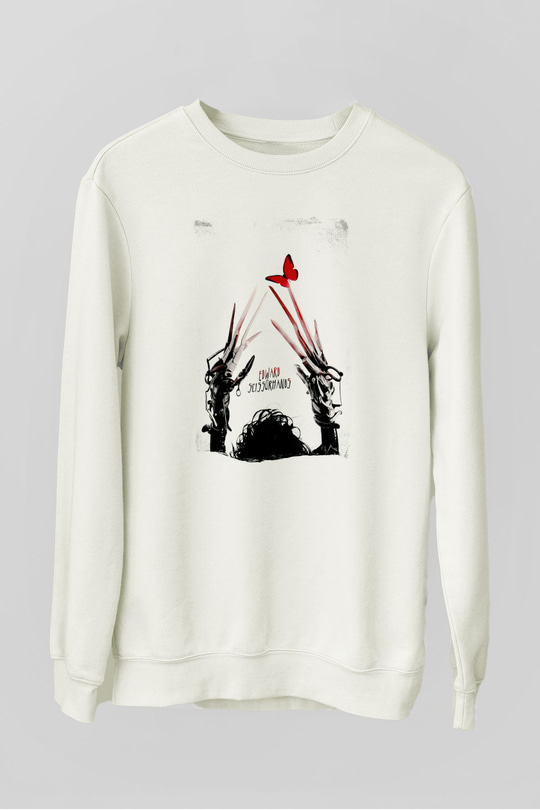 Edward Scissorhands Beyaz Unisex  Sweatshirt
