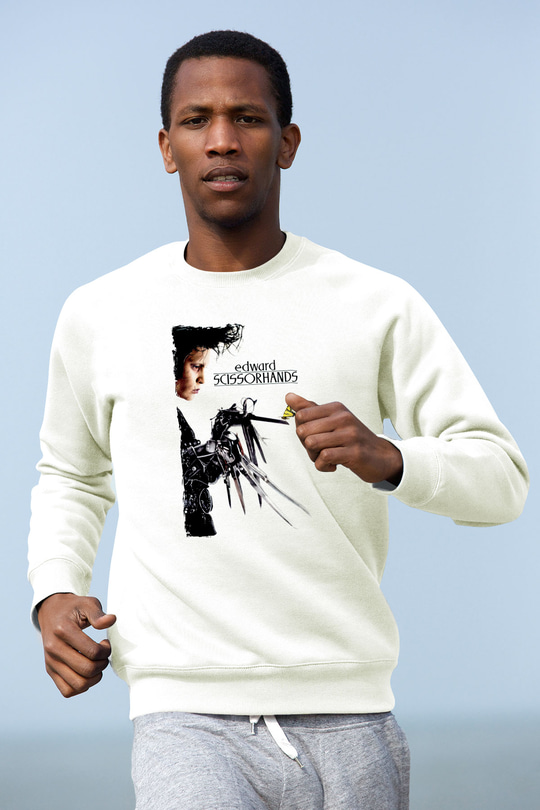 Edward Scissorhands Beyaz Unisex  Sweatshirt