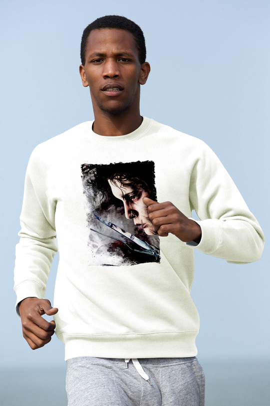 Edward Scissorhands Beyaz Unisex  Sweatshirt