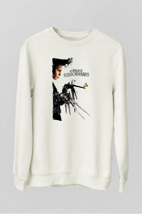 Edward Scissorhands Beyaz Unisex  Sweatshirt
