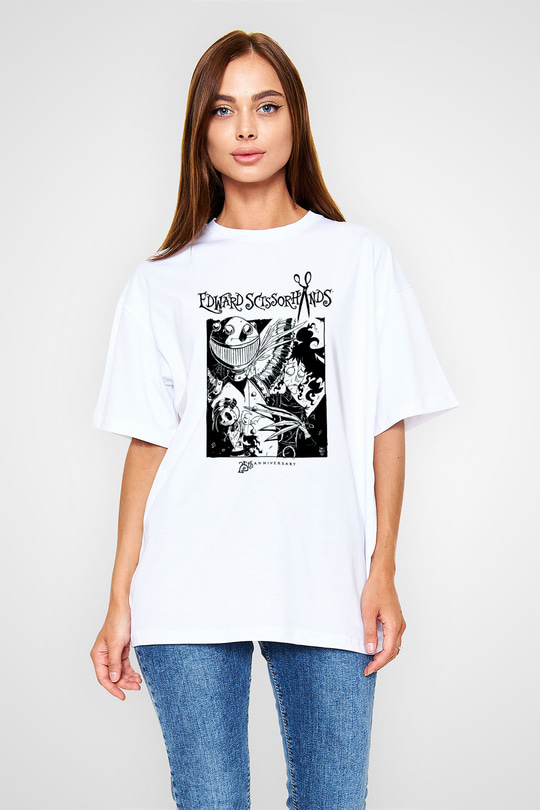 Edward Scissorhands Beyaz Oversize Tişört
