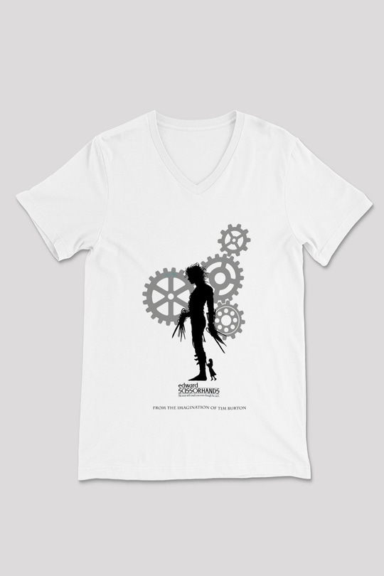 Edward Scissorhands Beyaz Unisex V Yaka Tişört