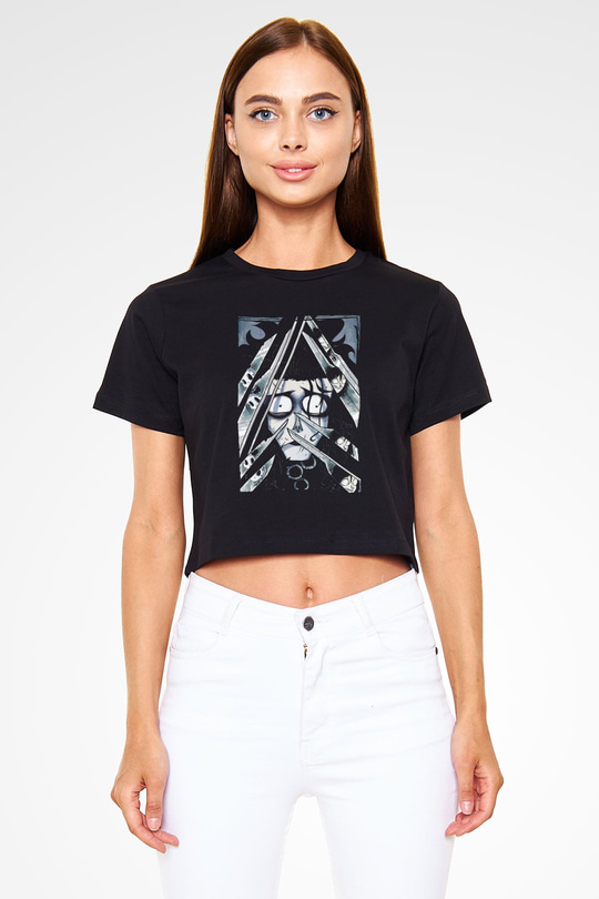 Edward Scissorhands Siyah   Crop Top Tişört
