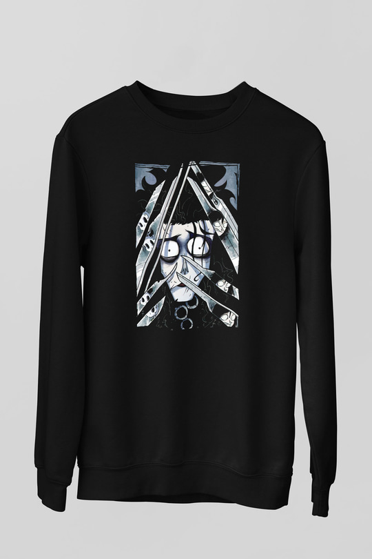 Edward Scissorhands Siyah Unisex  Sweatshirt