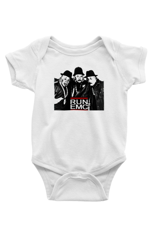 Einstein Baskılı Beyaz Unisex Bebek Body - Zıbın