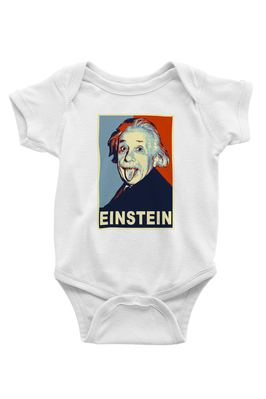 Einstein Baskılı Beyaz Unisex Bebek Body - Zıbın