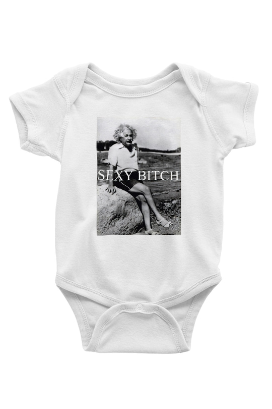 Einstein Baskılı Beyaz Unisex Bebek Body - Zıbın