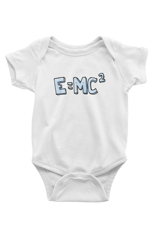 Einstein Baskılı Beyaz Unisex Bebek Body - Zıbın