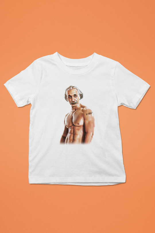 Einstein Baskılı Beyaz Unisex Çocuk Tişört