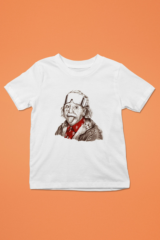 Einstein Baskılı Beyaz Unisex Çocuk Tişört